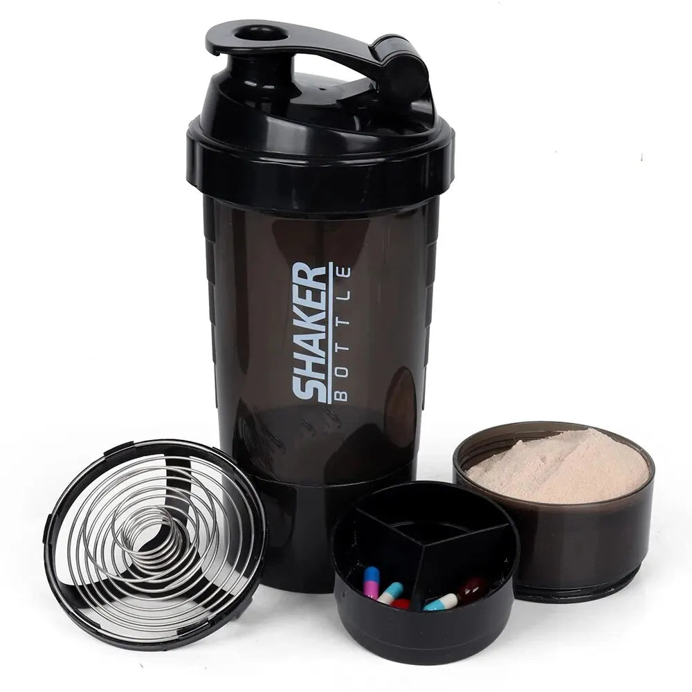 Protein Shaker Bottle With Mixing Cup