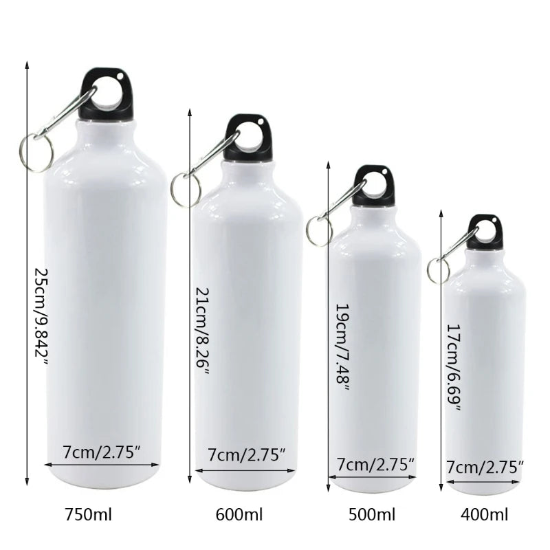 White Aluminium Water Bottle with Carabiner