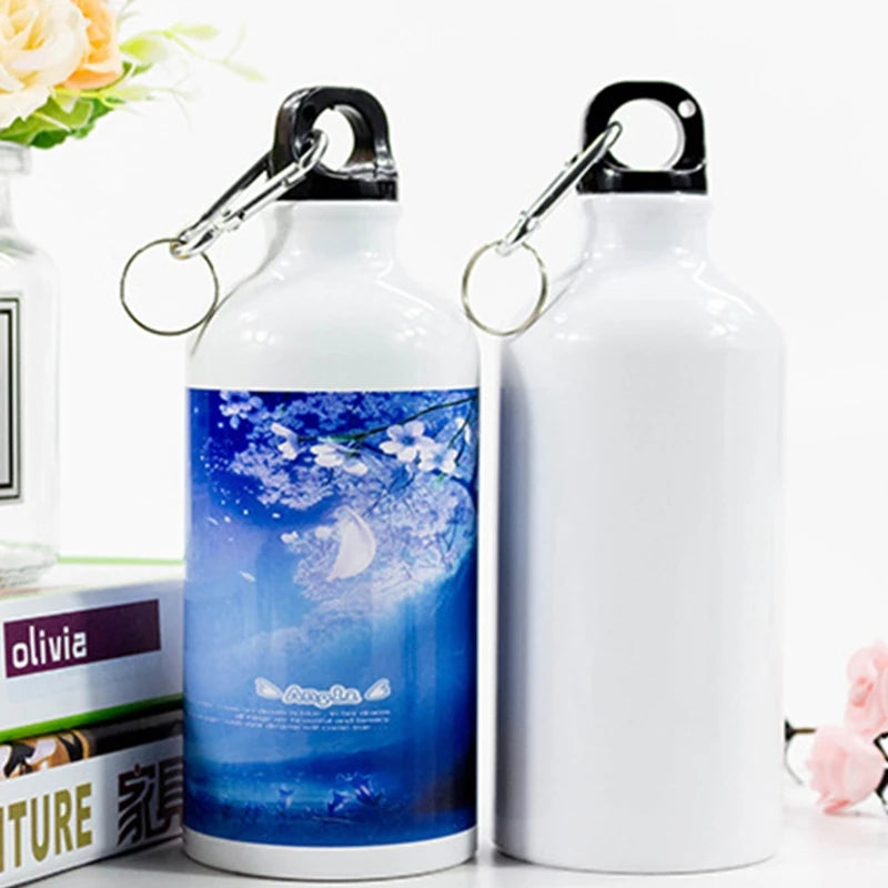 White Aluminium Water Bottle with Carabiner