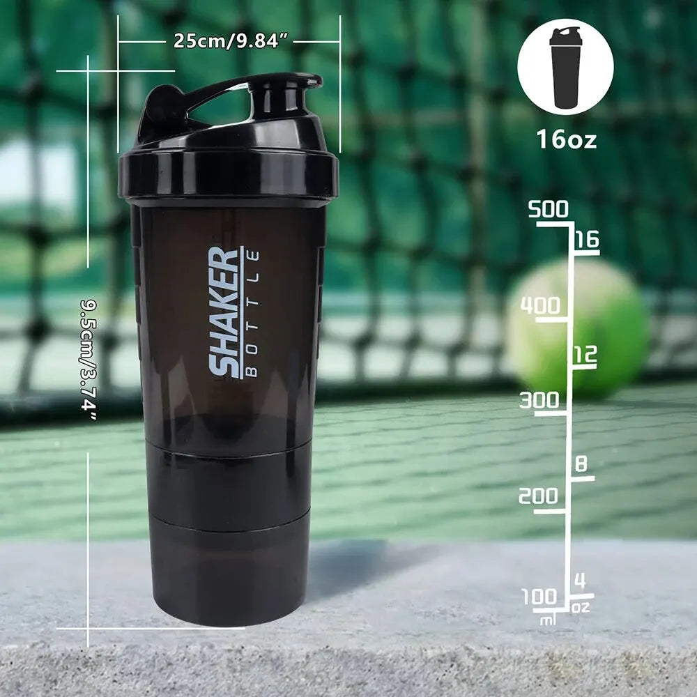 Protein Shaker Bottle With Mixing Cup