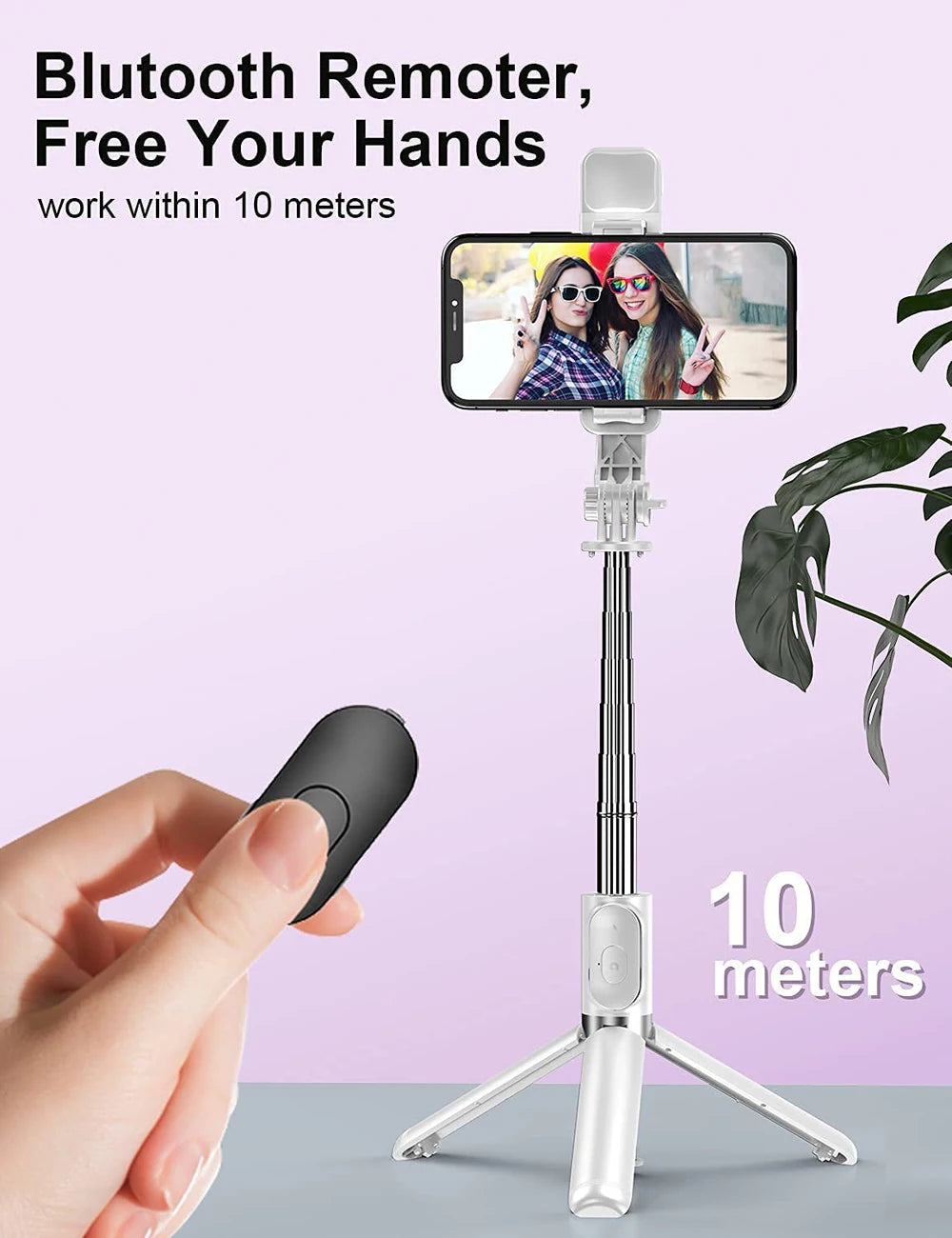 Bluetooth Selfie Stick & Tripod with LED Fill Light and Remote Control