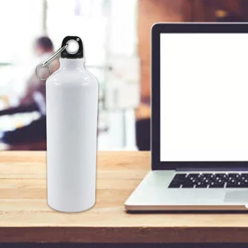 White Aluminium Water Bottle with Carabiner